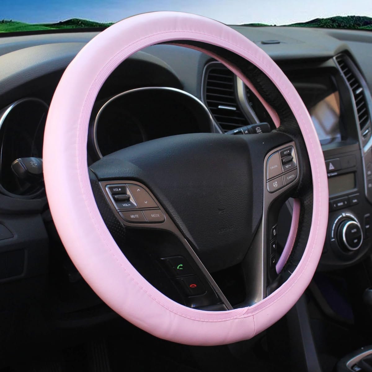 Leather/faux leather steering wheel cover, soft microfiber material, unisex, breathable and comfortable - Image 2