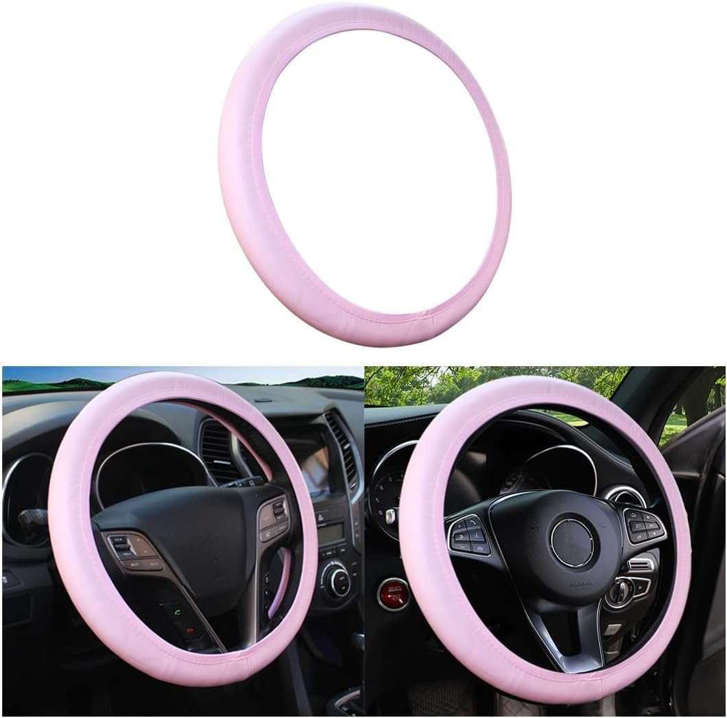 Leather/faux leather steering wheel cover, soft microfiber material, unisex, breathable and comfortable