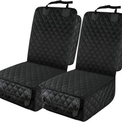 Waterproof front seat covers (2-piece set), full-coverage design with side wings, non-slip and scratch-resistant (pet-friendly), fits sedans, trucks, SUVs, etc.