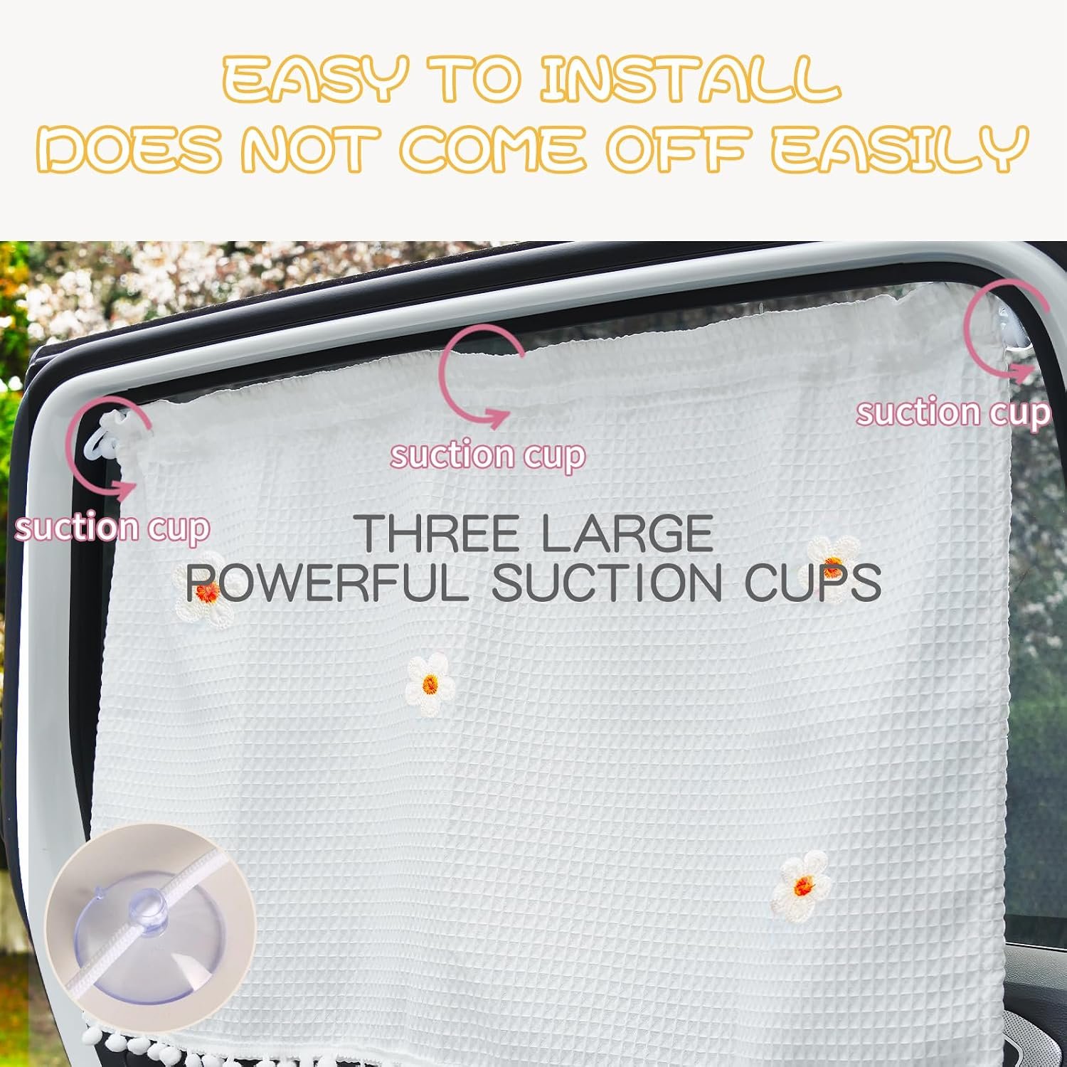 Kids Car Window Sun Shade Curtain, Cartoon Pattern - Image 2