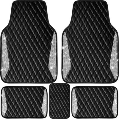 Crystal Rhinestone Glitter Car Floor Mats, Waterproof