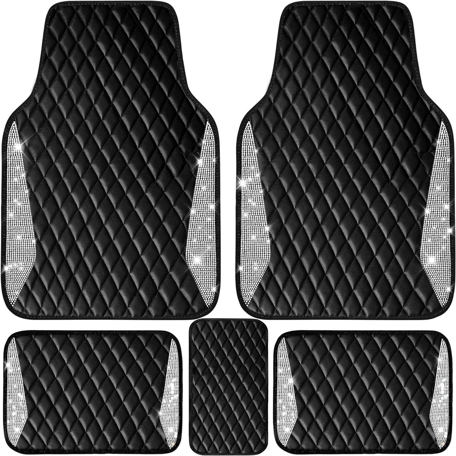 Crystal Rhinestone Glitter Car Floor Mats, Waterproof