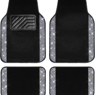Sparkling Crystal Car Floor Mats, Waterproof Heel Pad