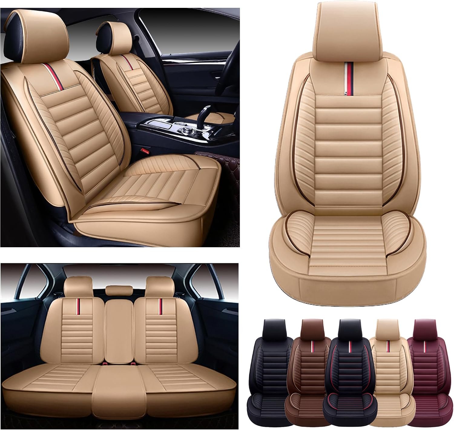 Premium Faux Leather Car Seat Covers Full Set