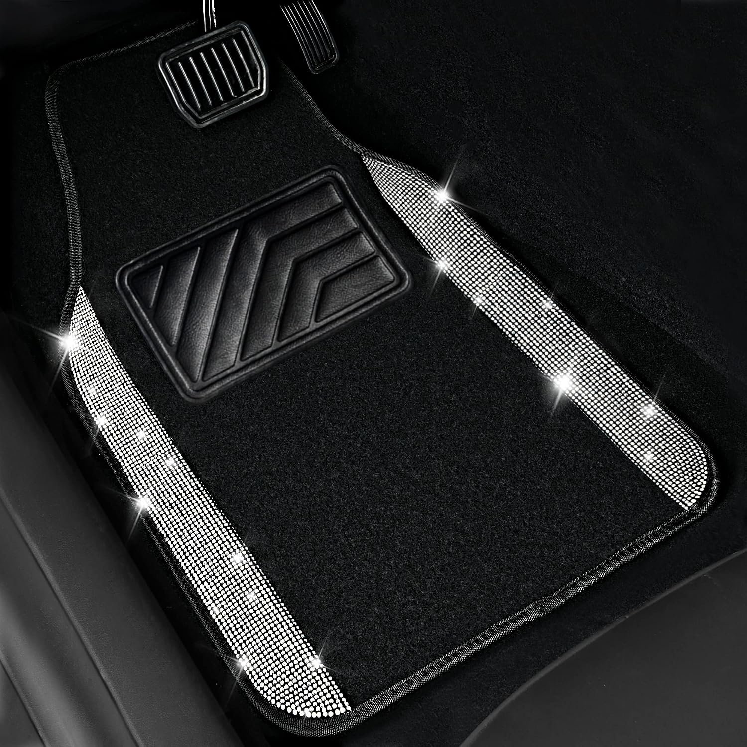 Sparkling Crystal Car Floor Mats, Waterproof Heel Pad - Image 2