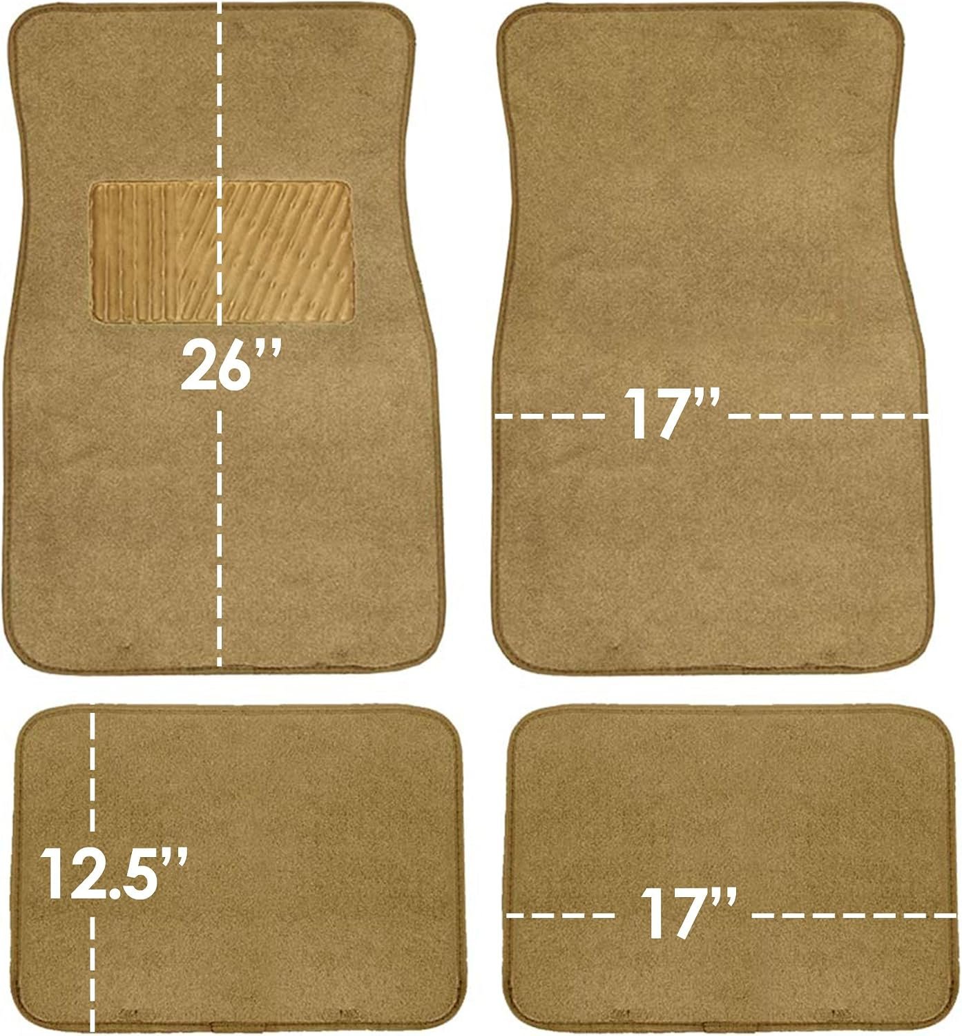 4-Piece Car Floor Mat Set with Heel Pad - Image 2