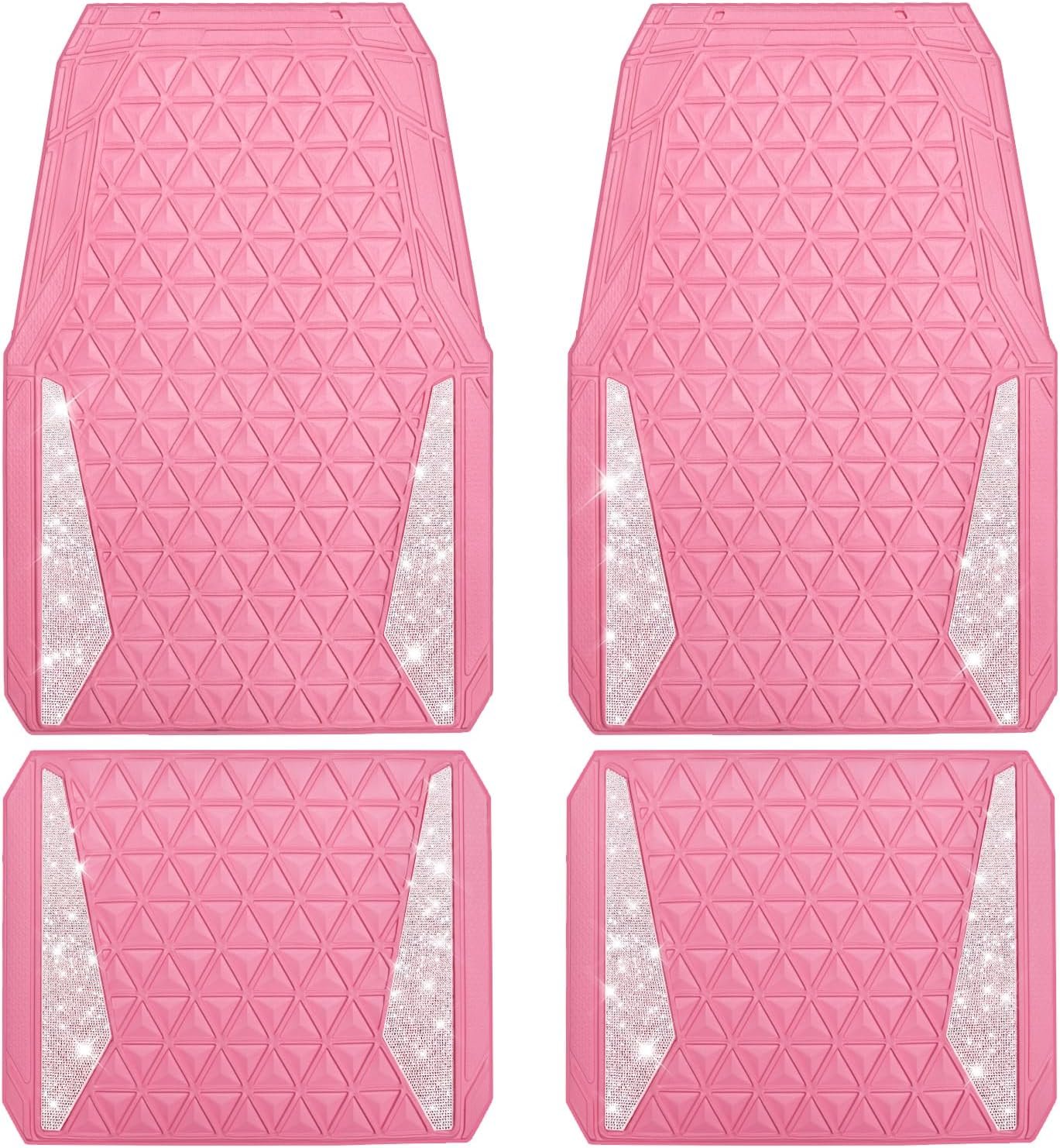 Diamond Rhinestone Rubber Car Floor Mats, Waterproof