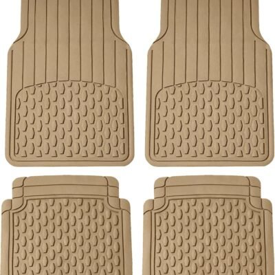 Beige Heavy Duty Rubber Car Floor Mats, Trim-to-Fit