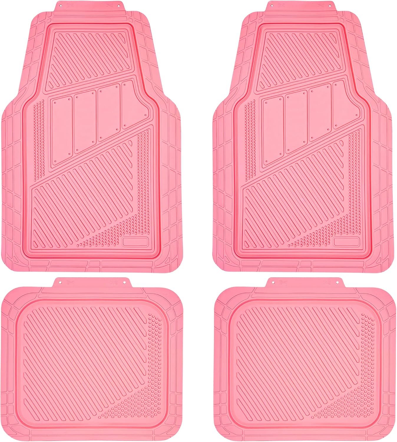 4-Piece Pink Rubber Car Floor Mats, All Weather