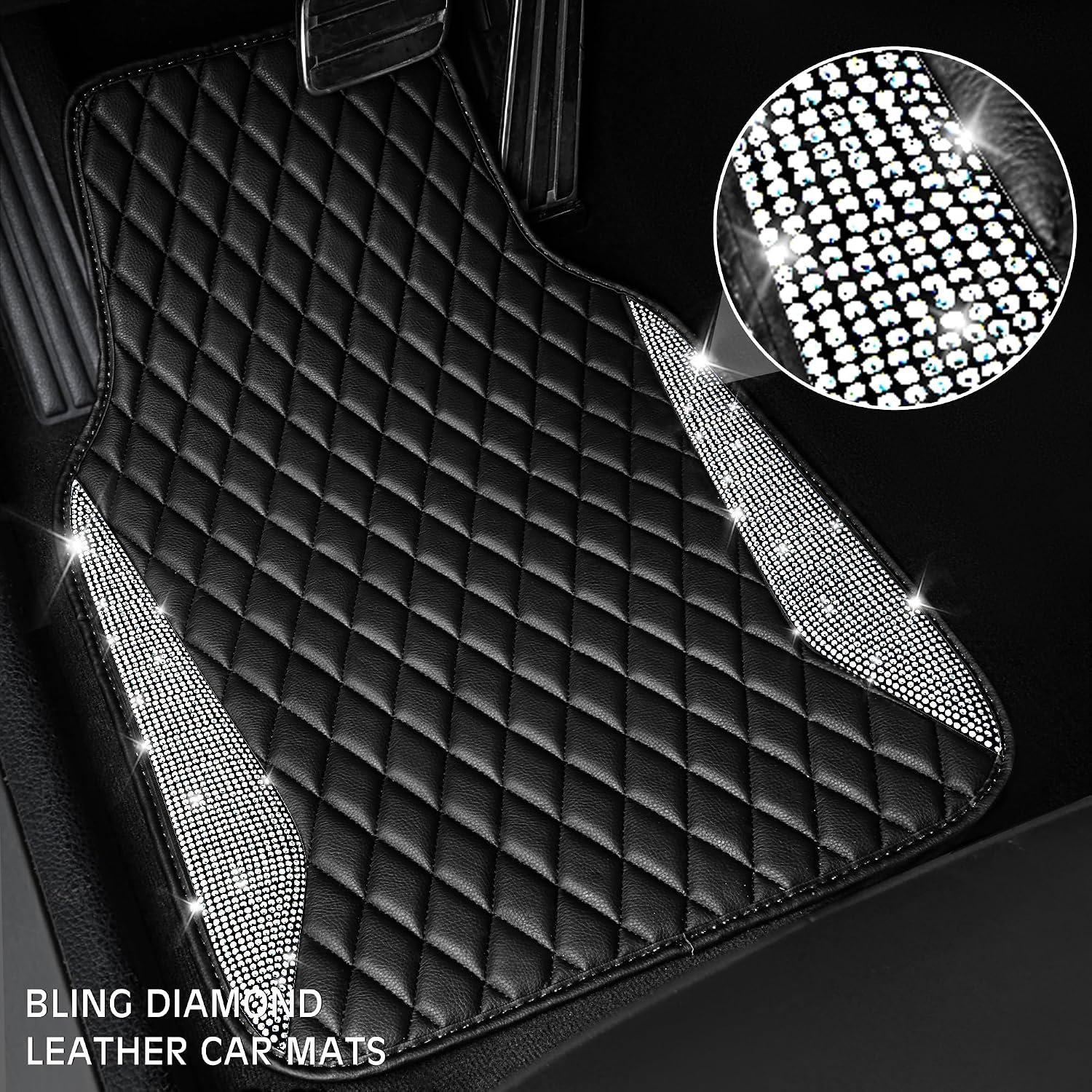 Crystal Rhinestone Glitter Car Floor Mats, Waterproof - Image 2